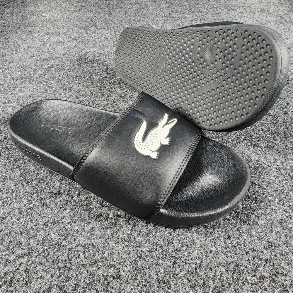 Lacoste Serve Slide Mens Size 9 Black White Logo Athletic Sandals 749CMA0041312